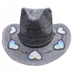 Chapeau cowboy femme paille motifs coeur (2)