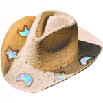Chapeau cowboy femme paille motifs coeur (3)