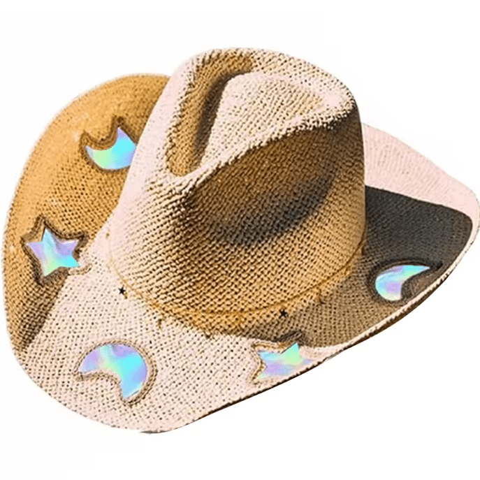 Chapeau cowboy femme paille motifs coeur (3)