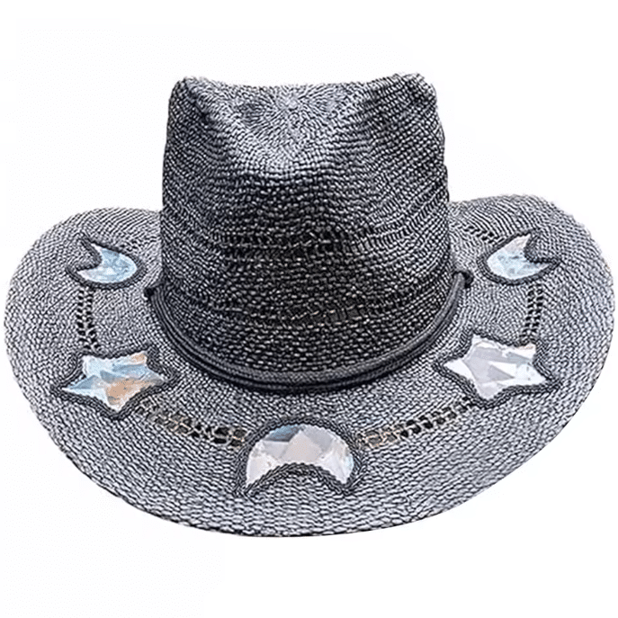 Chapeau cowboy femme paille motifs coeur (4)