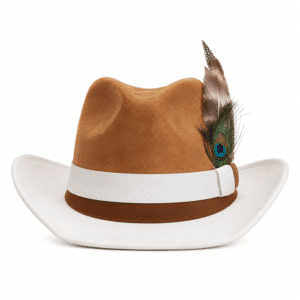 Chapeau cowboy homme bicolore avec plume