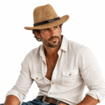 Chapeau cowboy homme effet paille tressée style fedora