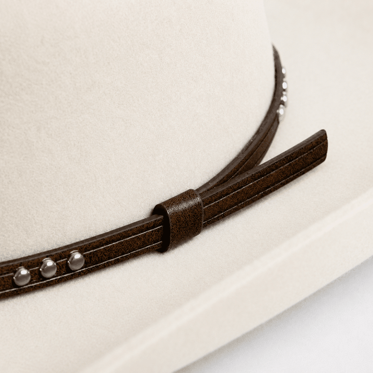 Chapeau cowboy homme marron en laine effet feutre bandeau clous (5)