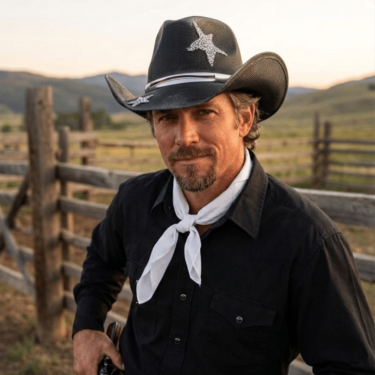 Chapeau cowboy homme noir étoile bandeau brillant (1)