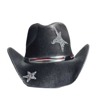 Chapeau cowboy homme noir étoile bandeau brillant