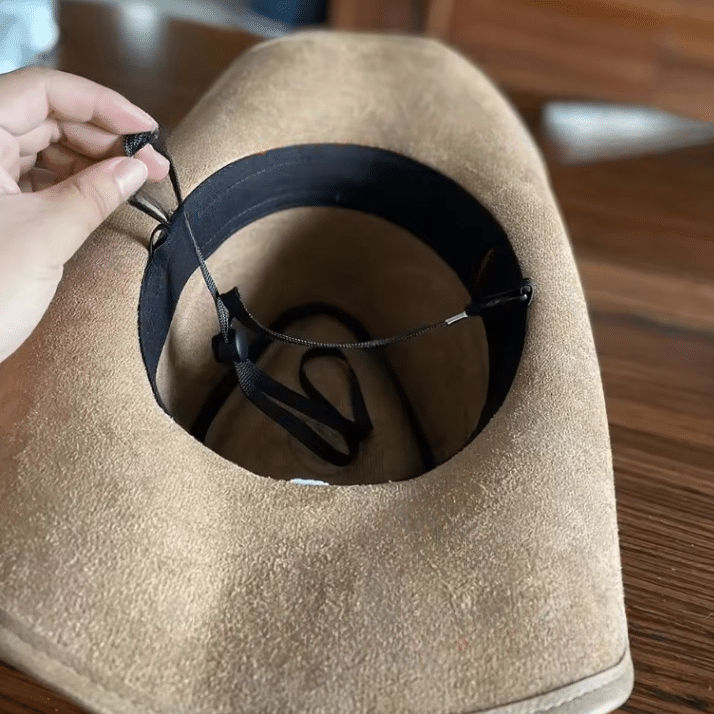 Chapeau cowboy homme sable cuir véritable effet vieilli bandeau tête de taureau (6)