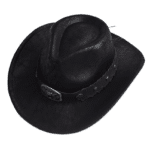Chapeau cowboy homme simili cuir effet vieilli bandeau tête de taureau (2)