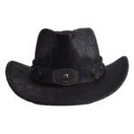 Chapeau cowboy homme simili cuir effet vieilli bandeau tête de taureau (3)