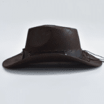Chapeau cowboy homme simili cuir effet vieilli bandeau tête de taureau (6)