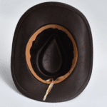 Chapeau cowboy homme simili cuir effet vieilli bandeau tête de taureau (8)
