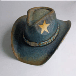 Chapeau cowboy homme turquoise étoile brodée vintage (1)