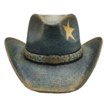 Chapeau cowboy homme turquoise étoile brodée vintage (5)