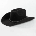 Chapeau cowboy marron en laine effet feutre bandeau clous (11)
