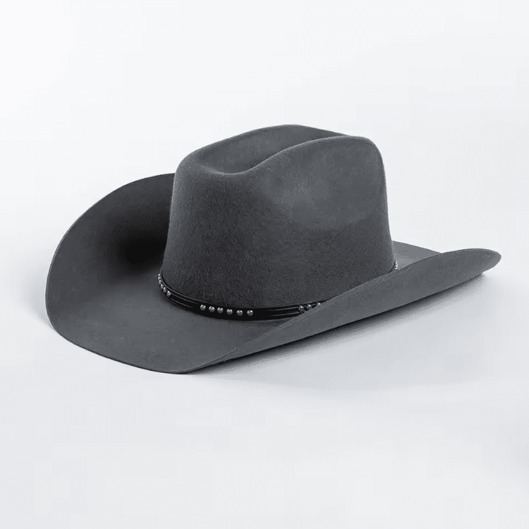 Chapeau cowboy marron en laine effet feutre bandeau clous (12)