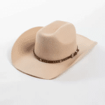Chapeau cowboy marron en laine effet feutre bandeau clous (13)