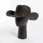 Chapeau cowboy marron en laine effet feutre bandeau clous (18)