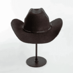 Chapeau cowboy marron en laine effet feutre bandeau clous (19)