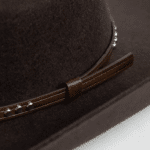 Chapeau cowboy marron en laine effet feutre bandeau clous (20)