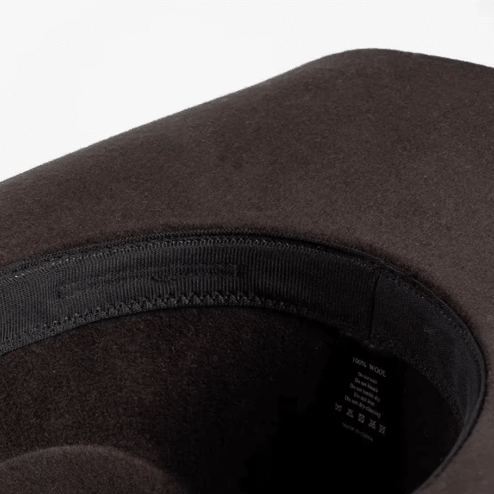 Chapeau cowboy marron en laine effet feutre bandeau clous (8)