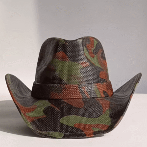 Chapeau cowboy motif camouflage