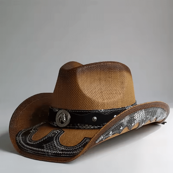 Chapeau cowboy paille bandeau cheval (1)