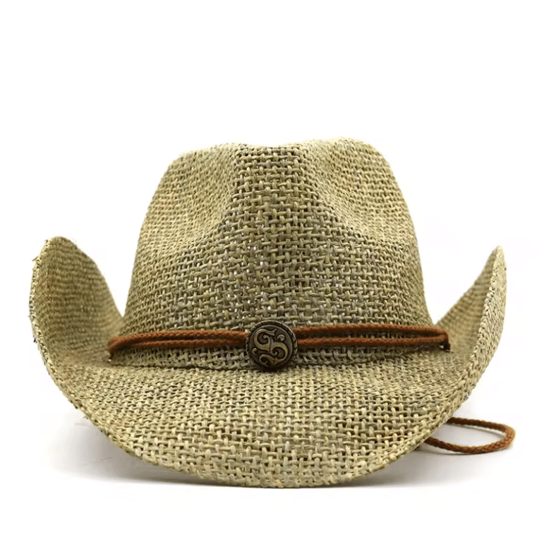 Chapeau cowboy paille corde concho (1)