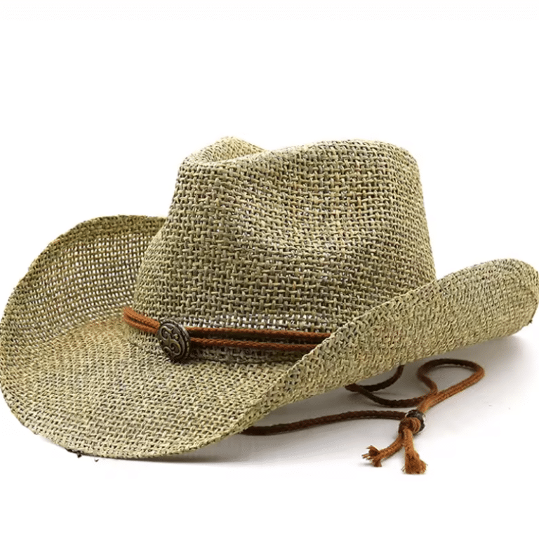Chapeau cowboy paille corde concho (2)