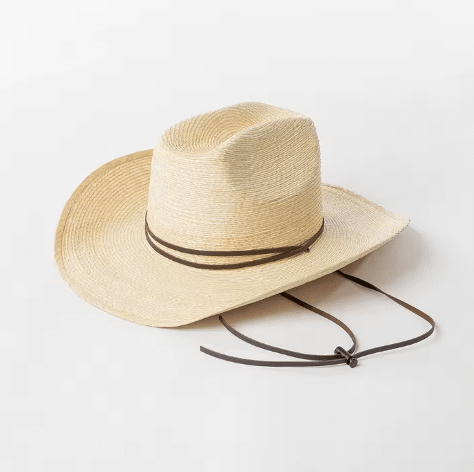 Chapeau cowboy paille feuille de palmier (1)