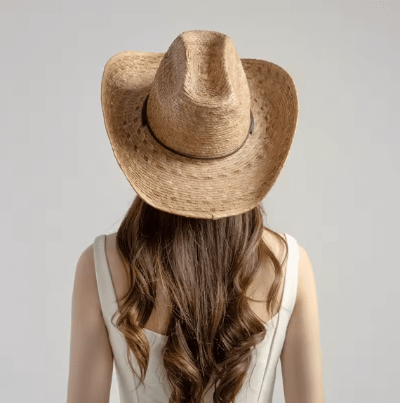 Chapeau cowboy paille feuille de palmier (6)