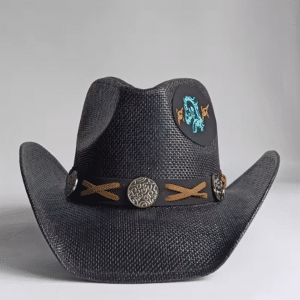 Chapeau cowboy paille motif cheval