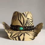 Chapeau cowboy paille motif tropical (2)