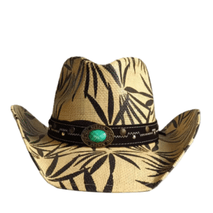 Chapeau cowboy paille motif tropical
