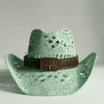 Chapeau cowboy paille pastel bandeau Texas (1)