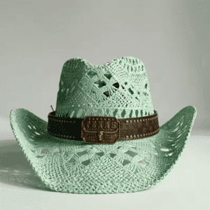 Chapeau cowboy paille pastel bandeau Texas