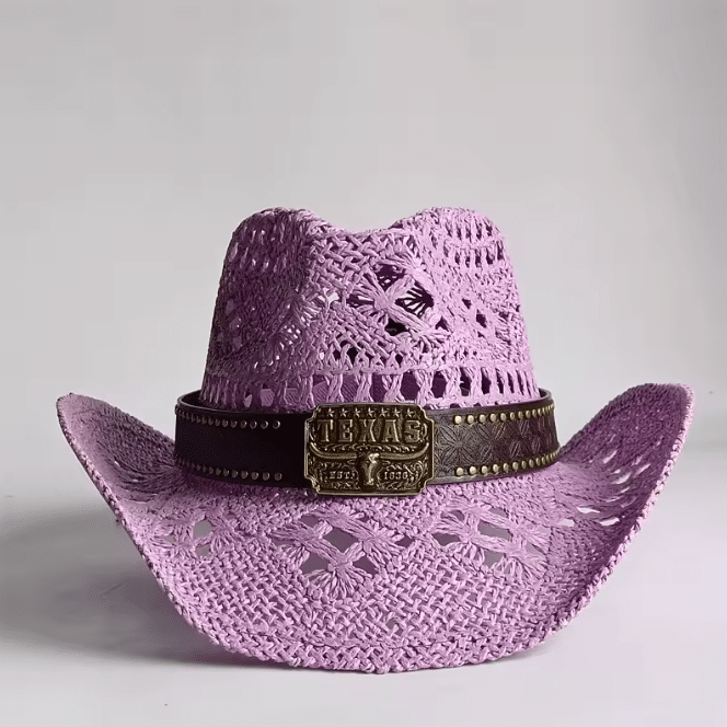 Chapeau cowboy paille pastel bandeau Texas (3)