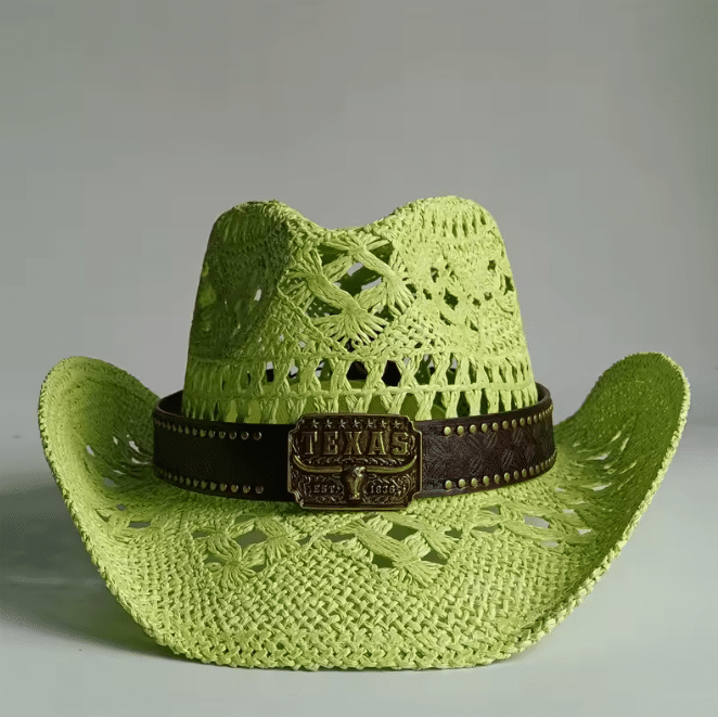 Chapeau cowboy paille pastel bandeau Texas (5)