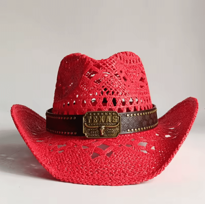 Chapeau cowboy paille pastel bandeau Texas (8)