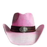 Chapeau cowboy rose papier tressé bandeau botte (2)