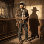 Chapeau cowboy style fedora ruban tissu (7)