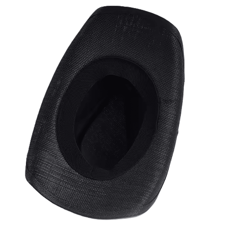 Chapeau cowboy tressé noir bandeau étoile (4)