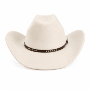Chapeau cowboy homme marron en laine effet feutre bandeau clous