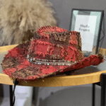 Chapeau rouge cowboy patchwork vintage (2)