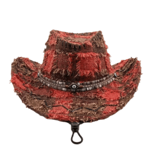 Chapeau rouge cowboy patchwork vintage