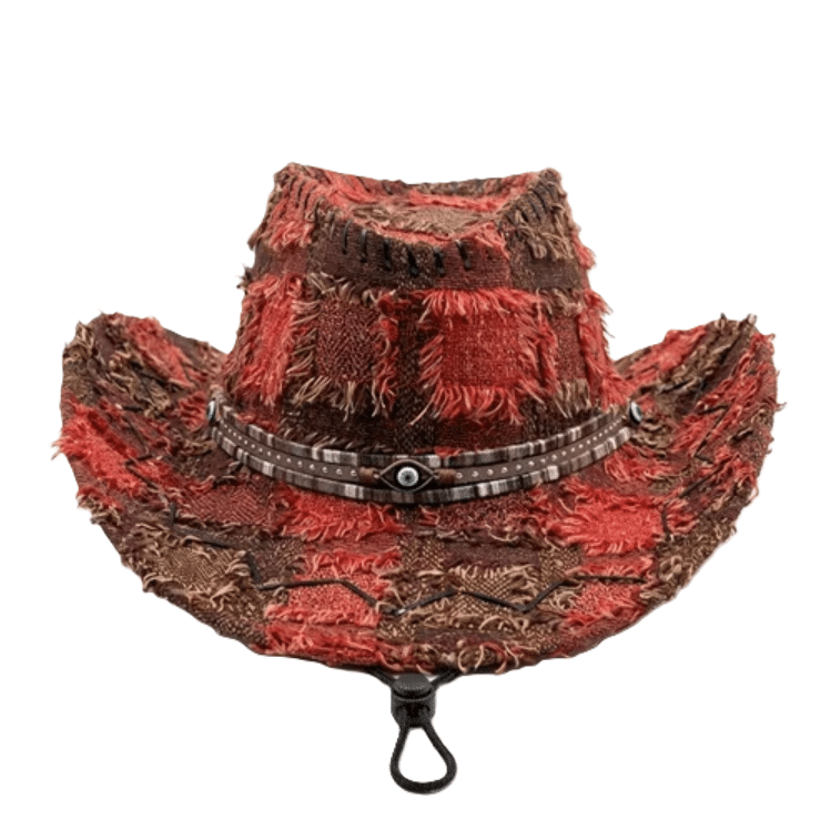 Chapeau rouge cowboy patchwork vintage