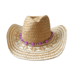 Chapeau western à motifs blanc bande perlée