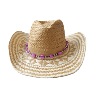 Chapeau western à motifs blanc bande perlée