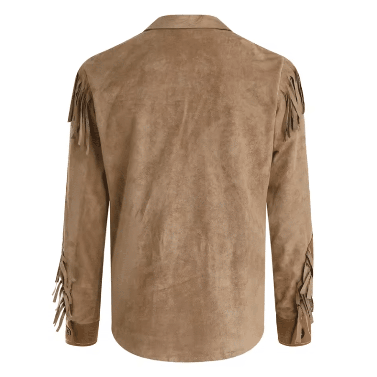Chemise Cowboy Homme Franges en Suédine Beige (2)