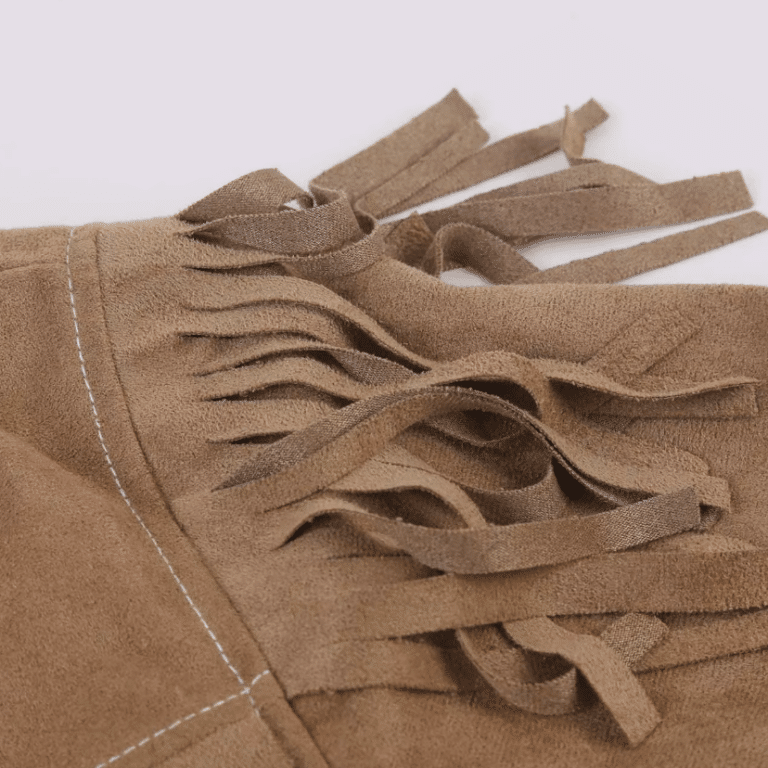 Chemise Cowboy Homme Franges en Suédine Beige (6)