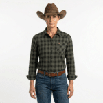 Chemise cowboy verte femme à carreaux