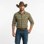 Chemise cowboy verte homme à carreaux (7)